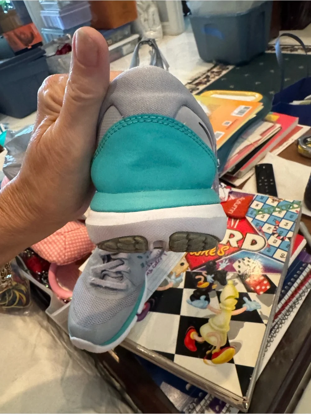 Nike size 7 Grey Sneakers with Teal Accents